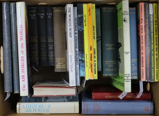A collection of books on the history of military aviation,